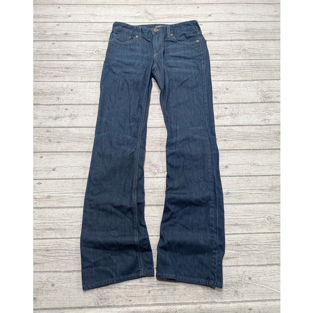 Guess Jeans Women's 30 Blue Dark Wash Bootcut Denim Low Rise Cotton Embellished